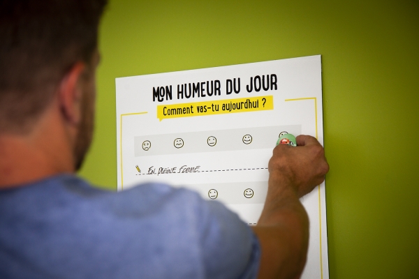 Individu indique son humeur sur un outil collaboratif