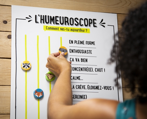 Individu indique son humeur sur un outil collaboratif