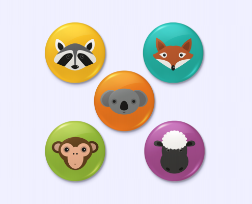 Badges magnétiques avec des animaux