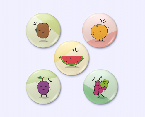 Badges magnétiques avec des fruits