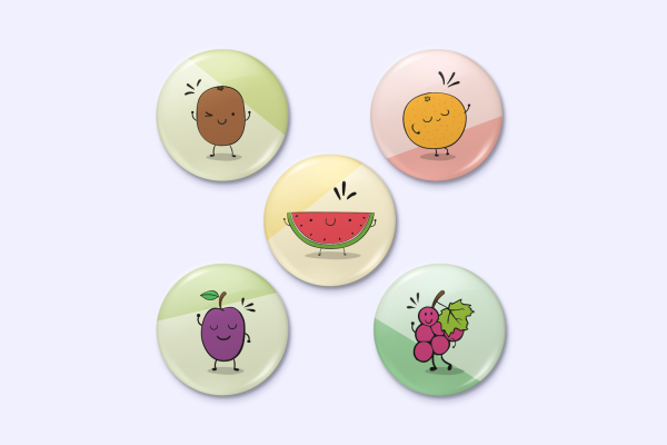 Badges magnétiques avec des fruits