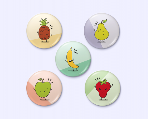 Badges magnétiques avec des fruits