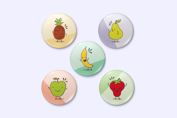 Badges magnétiques avec des fruits