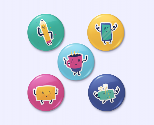 Badges magnétiques avec des objets