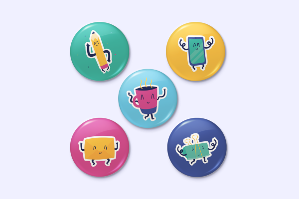 Badges magnétiques avec des objets