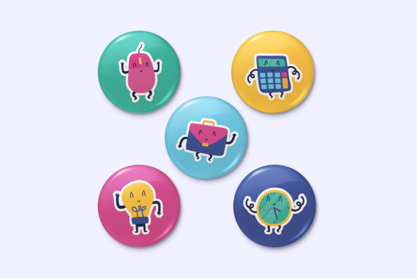 Badges magnétiques avec des objets